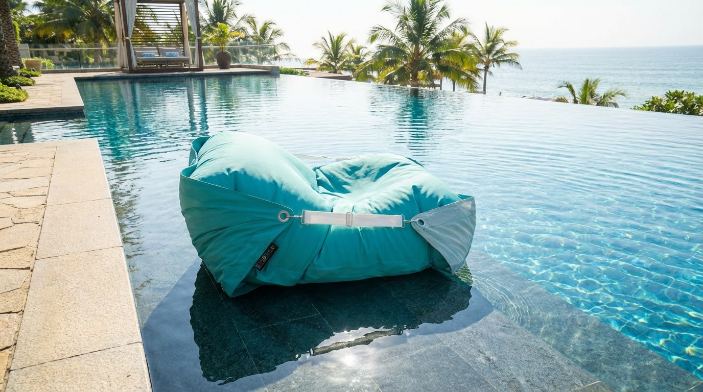 Outdoor floating bean bag in Rottnest Teal – Jellybeanbag