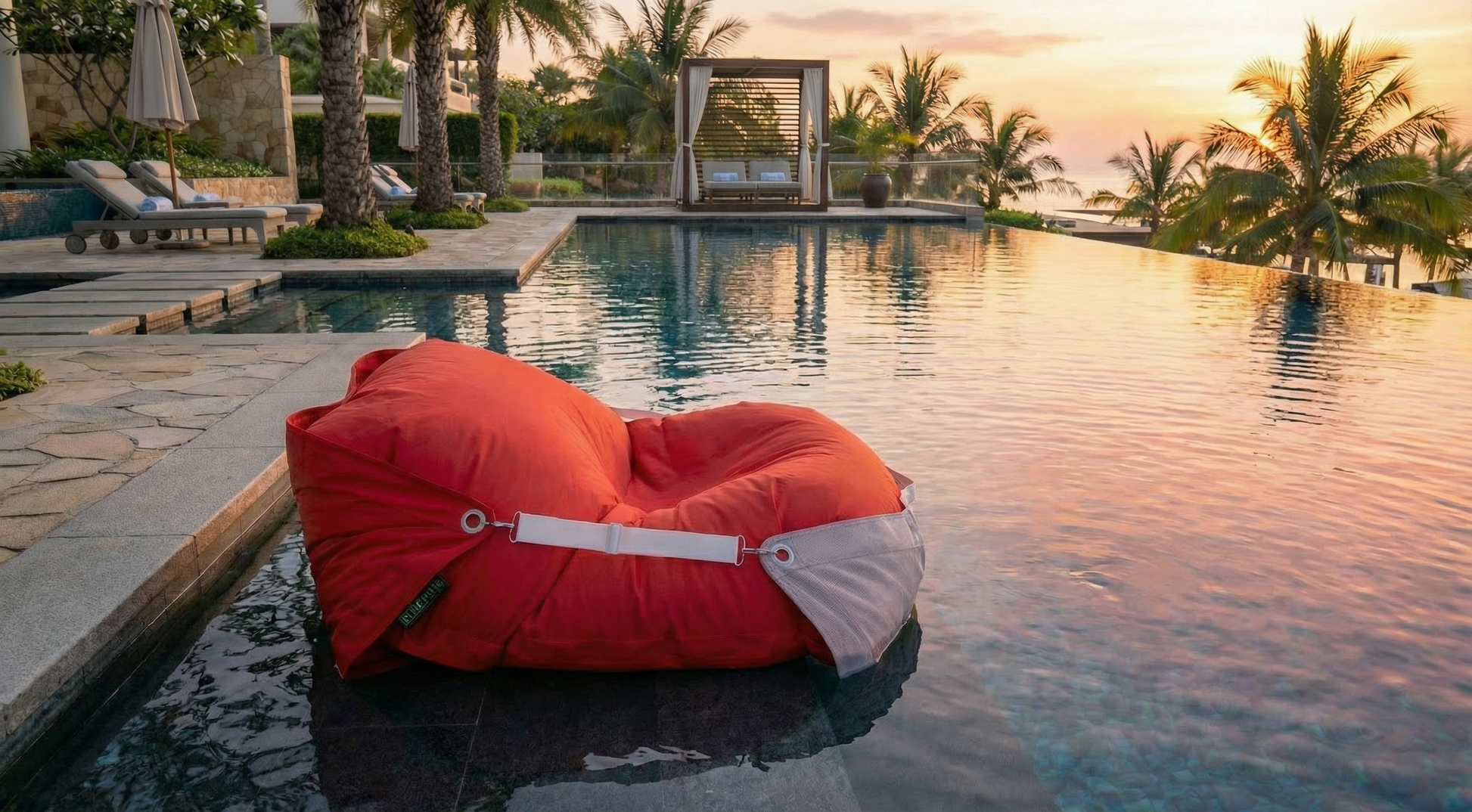 Outdoor floating bean bag in Coral Bay Red