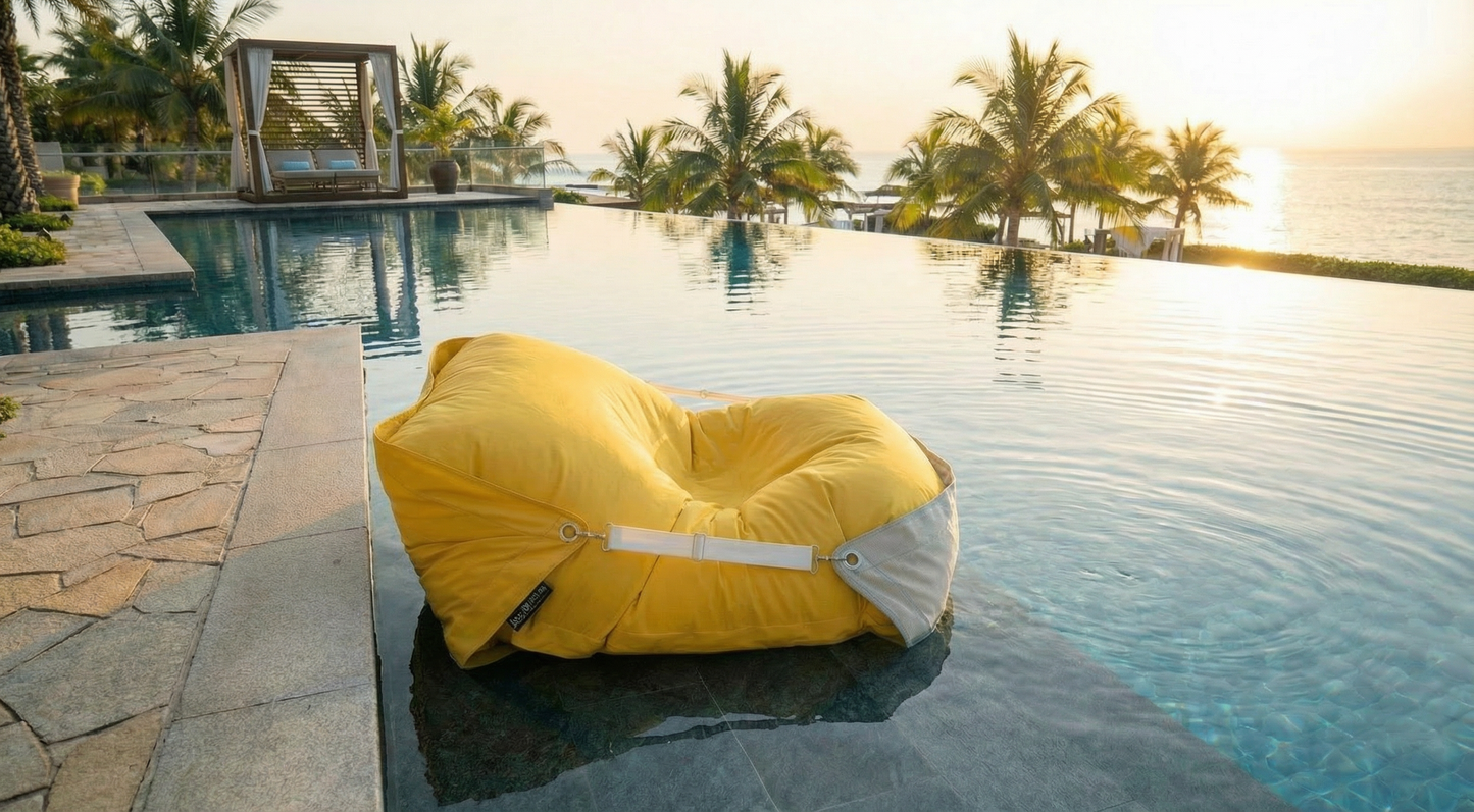 Outdoor floating bean bag in Margaret River Gold